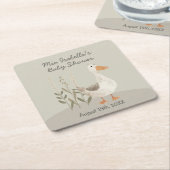Schattigee Waterverf Gans Baby shower Papier Onder Kartonnen Onderzetters (Schuin)