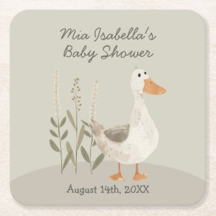 Schattigee Waterverf Gans Baby shower Papier Onder Kartonnen Onderzetters