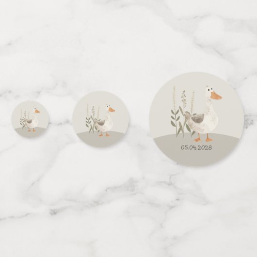 Schattigee Waterverf Gans Baby shower Tafel Confet Confetti (Voorkanten)