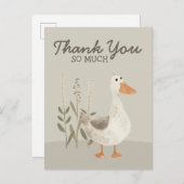Schattigee Waterverf Gans Dank u Briefkaart (Voorkant / Achterkant)