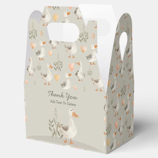 Schattigee Waterverf Gans -  Favor Box Bedankdoosjes (Geopend)