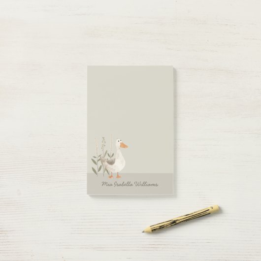 Schattigee Waterverf Gans Post-it® Notes (Op bureau)