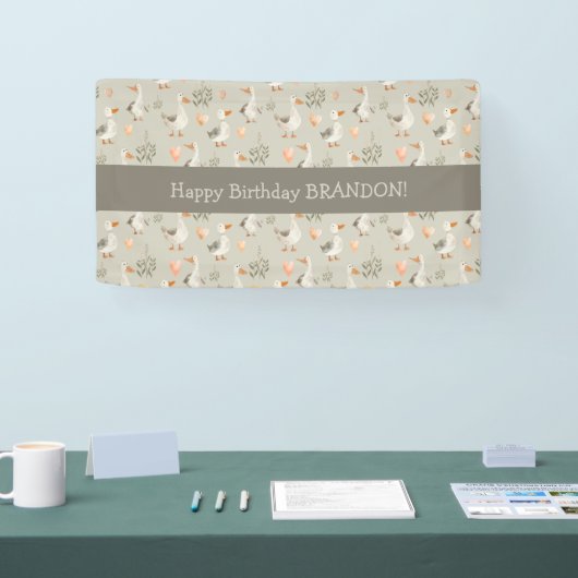 Schattigee Waterverf Ganzen Verjaardagsbanner Spandoek (Beurs)