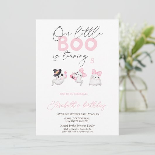 Schattigee Waterverf geest Halloween Verjaardag Kaart (Staand voorkant)