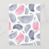 Schattigee Waterverf Geesten met Boo! Tekst Hallow Briefkaart (Voorkant)