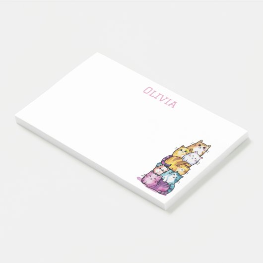 Schattigee Waterverf Gepersonaliseerde Cat Lovers Post-it® Notes (Schuin)
