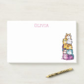 Schattigee Waterverf Gepersonaliseerde Cat Lovers  Post-it® Notes (Op bureau)