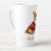 Schattigee Waterverf Gepersonaliseerde Kerst Corgi Latte Mok (Linkerhoek)