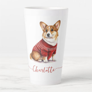 Schattigee Waterverf Gepersonaliseerde Kerst Corgi Latte Mok