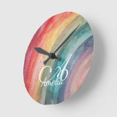 Schattigee Waterverf gepersonaliseerde regenboog Ronde Klok (Hoek)