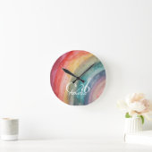 Schattigee Waterverf gepersonaliseerde regenboog Ronde Klok (Huis)