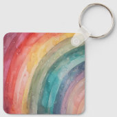 Schattigee Waterverf gepersonaliseerde regenboog Sleutelhanger (Achterkant)