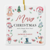 Schattigee Waterverf gepersonaliseerde vrolijke ke Keramisch Ornament (Voorkant)