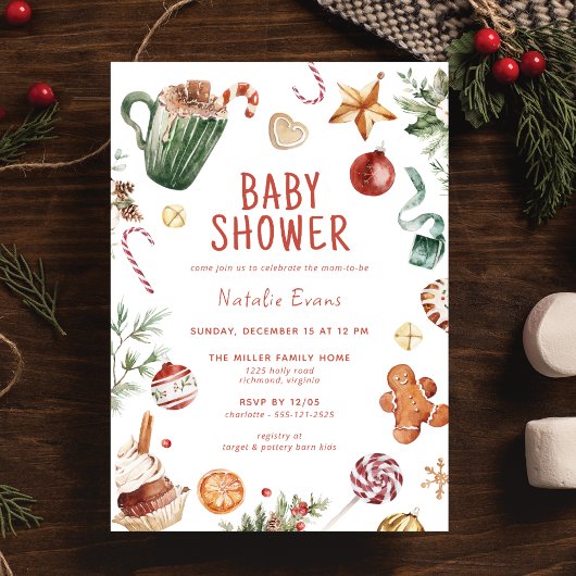 Schattigee Waterverf | Gezellige kerst thema Baby Kaart