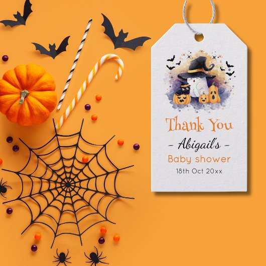 Schattigee Waterverf Ghost Gothic Baby shower Cadeaulabel