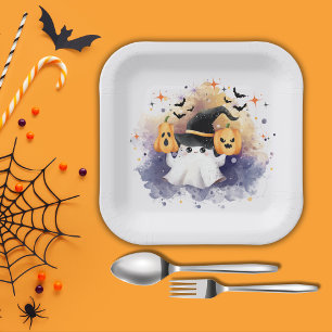Schattigee Waterverf Ghost Pumpkin Baby shower Papieren Bordje