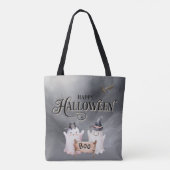 Schattigee Waterverf Ghosts BOO Spooky Friends Tote Bag (Achterkant)