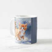 Schattigee Waterverf Ginger Kitten Snow Christmas Koffiemok (Voorkant links)