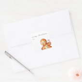 Schattigee Waterverf Gingerbread Man | Vrolijk ker Vierkante Sticker (Envelop)