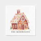 Schattigee Waterverf Gingernread House Christmas P Servet (Voorkant)