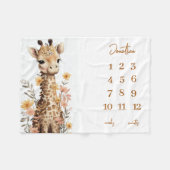 Schattigee Waterverf Giraffe Baby Milestone Fleece Deken (Voorkant (Horizontaal))