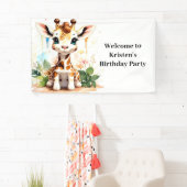 Schattigee Waterverf Giraffe Custom Verjaardag Spandoek (Insitu)