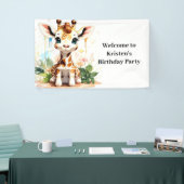 Schattigee Waterverf Giraffe Custom Verjaardag Spandoek (Beurs)