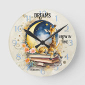 Schattigee Waterverf Giraffe Droom Ronde Klok (Voorkant)