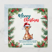 Schattigee waterverf giraffe Kerstman Vrolijk Kers Feestdagenkaart (Voorkant / Achterkant)