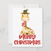 Schattigee Waterverf Giraffe Kerstmis Kaart (Voorkant)