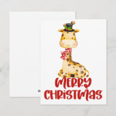 Schattigee Waterverf Giraffe Kerstmis Kaart (Voorkant / Achterkant)