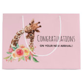 Schattigee Waterverf Giraffe Moeder & Baby Meisje Groot Cadeauzakje (Voorkant)