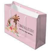 Schattigee Waterverf Giraffe Moeder & Baby Meisje Groot Cadeauzakje (Voorkant Gekanteld)