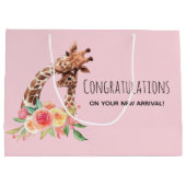 Schattigee Waterverf Giraffe Moeder & Baby Meisje Groot Cadeauzakje (Achterkant)