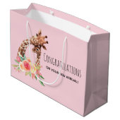 Schattigee Waterverf Giraffe Moeder & Baby Meisje Groot Cadeauzakje (Achterkant Gekanteld)