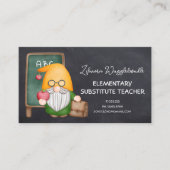 Schattigee Waterverf Gnome Leraar op schoolbord Visitekaartje (Voorkant)