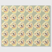 Schattigee Waterverf Golden Retriever Dog Pet Anim Cadeaupapier (Vlak)