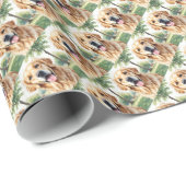 Schattigee Waterverf Golden Retriever Dog Pet Anim Cadeaupapier (Rol Hoek)