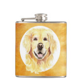 Schattigee Waterverf Golden Retriever Dog Pet Anim Heupfles (Voorkant)