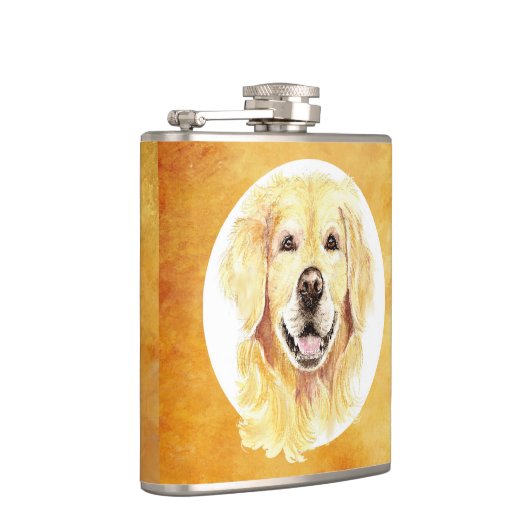 Schattigee Waterverf Golden Retriever Dog Pet Anim Heupfles (Rechts)