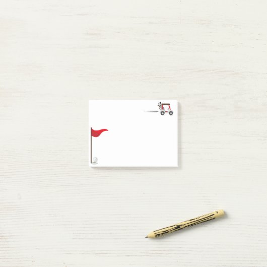 Schattigee Waterverf Golf Fun Golfer Winkelwagen Post-it® Notes (Op bureau)