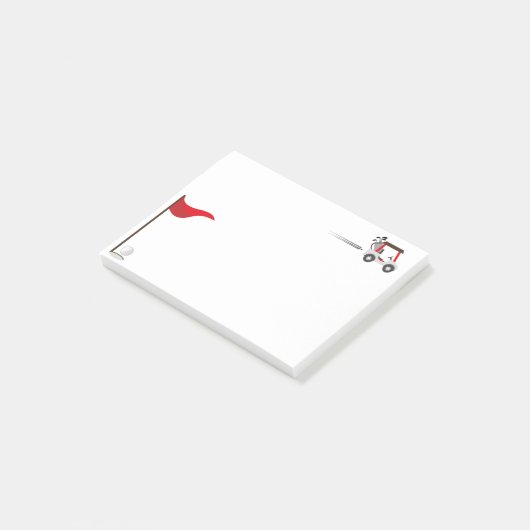 Schattigee Waterverf Golf Fun Golfer Winkelwagen Post-it® Notes (Schuin)