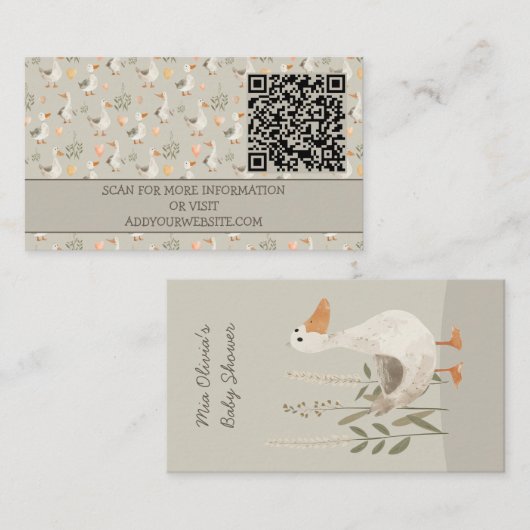 Schattigee Waterverf Goose QR Code Enclosure Kaart (Voorkant / Achterkant)