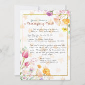 Schattigee Waterverf Gouden Bloemen Thanksgiving V Kaart (Voorkant)