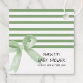 Schattigee Waterverf Green Bow Baby shower Bedankjes Labels (Achterkant)