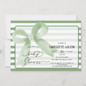 Schattigee Waterverf Green Bow Baby shower Kaart (Voorkant)