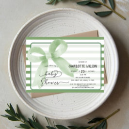 Schattigee Waterverf Green Bow Baby shower Kaart