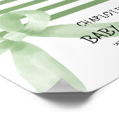 Schattigee Waterverf Green Bow Baby shower Welkoms Poster (Hoek)