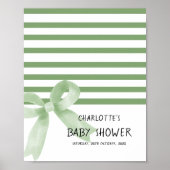 Schattigee Waterverf Green Bow Baby shower Welkoms Poster (Voorkant)