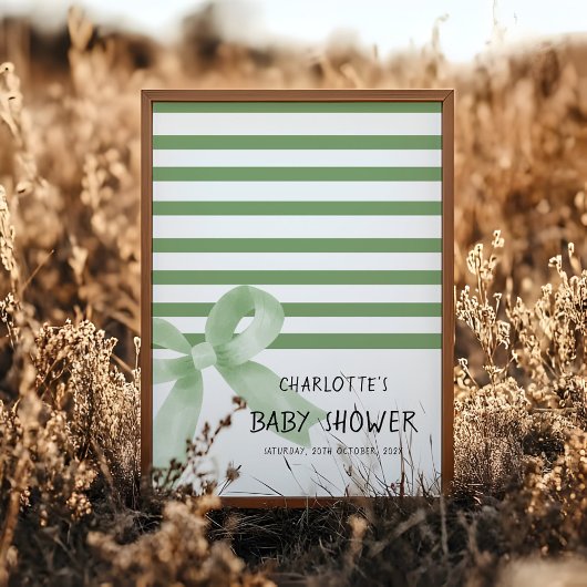 Schattigee Waterverf Green Bow Baby shower Welkoms Poster